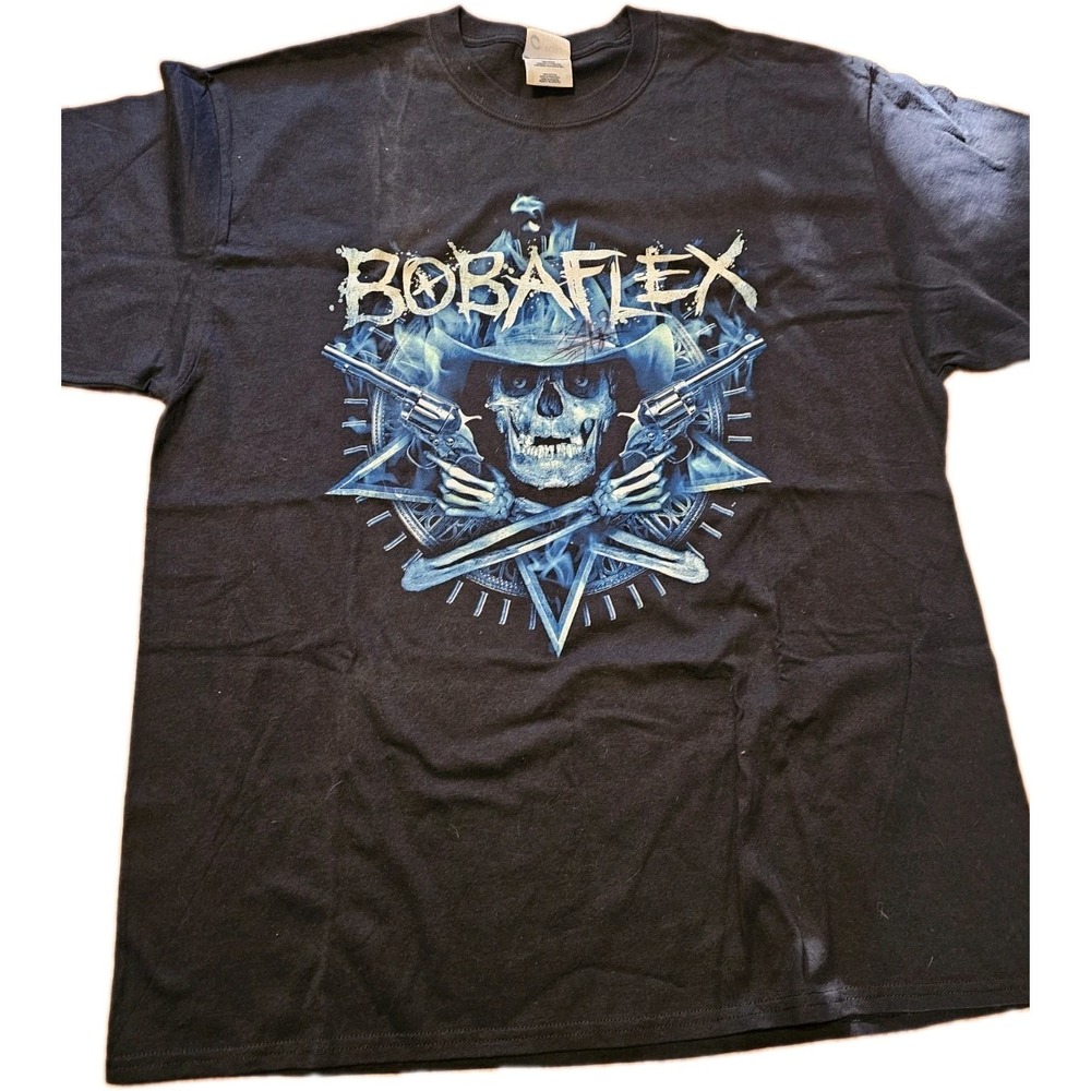 BOBAFLEX T-Shirt Black Bury Me With My Guns On Y2K Band Metal SIGNED XL
